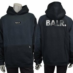 新品【Mサイズ】BALR. ボーラー CARTER LOOSE DOUBLE ARROW HOODIE/バイカラー メタルロゴ パーカー/B1261.1097 JET BLACK/ASPHALT