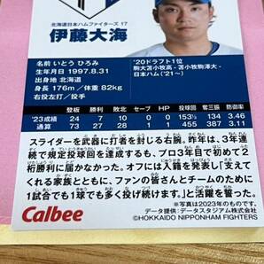 カルビー プロ野球チップス 北海道日本ハムファイターズ エラーカード 日本ハム 伊藤大海 176mの画像2