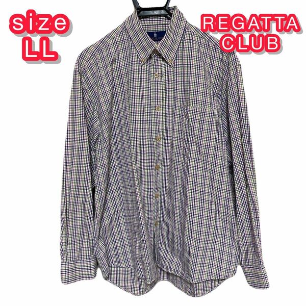 REGATTA CLUB ボタンダウン シャツ LL カラフル チェック 綿