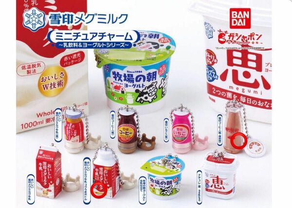 雪印メグミルク ミニチュアチャーム 乳飲料&ヨーグルトシリーズ　ガチャ　