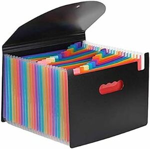 PIKAPIKA ドキュメントスタンドA4 25ポケットファイルボックス 書類ケース 収納ボックス 整理 自立型(カラー) ブラッ