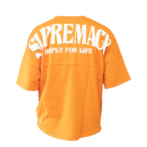 Tシャツ メンズ 半袖 Mサイズ オレンジ ロゴ ビッグシルエット オーバーサイズ 5分袖 ドルマンスリーブ NYLAUS