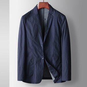 テーラードジャケット 薄手 春夏 メンズ ブレザー ビジネススーツ サマージャケット 長袖 コート UVカット 日焼け防止 ネイビー M/170