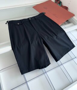 Loro Piana　ロロピアーナ メンズショートパンツ スラックス ビジネス スーツパンツ ハーフパンツ 半パン W35 ブラック フォマール 夏物