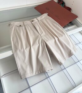 Loro Piana　ロロピアーナ メンズショートパンツ スラックス ビジネス スーツパンツ ハーフパンツ 半パン W32 カーキ フォマール 夏物