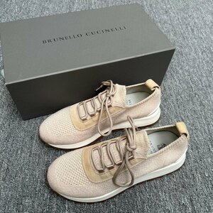 BRUNELLO CUCINELLI Brunello Cucinelli men's sneakers walking shoes low cut shoes sport beige EU40 ventilation box attaching summer 