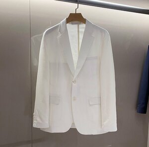 Loro Piana　ロロピアーナ メンズ テーラードジャケット リネン ブレザー ビジネススーツ 薄手 長袖 フォーマル 紳士服 麻　ホワイト 50