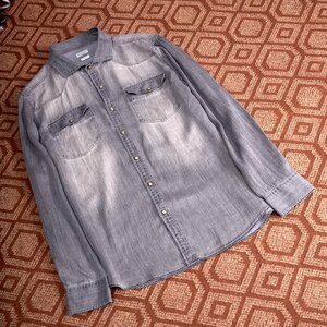 BRUNELLO CUCINELLI(ブルネロ クチネリ) メンズ　デニムシャツ 長袖 トップス カジュアル　無地 　グレー　2XLサイズ