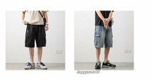 デニムショートパンツ　メンズ ハーフパンツ　ジーンズ Gパンツ 半ズボン 膝上 短パン ボトムス　５分丈　ブラック　M_画像6