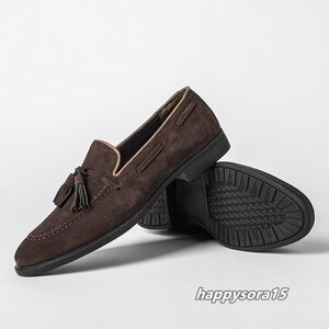  Loafer men's slip-on shoes business shoes suede tassel driving shoes low cut commuting coffee 25cm