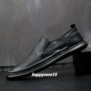  Loafer men's slip-on shoes original leather business shoes cow leather sneakers driving shoes casual black 25cm