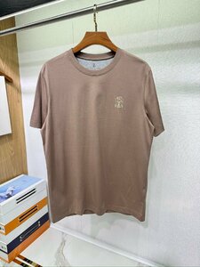 BRUNELLO CUCINELLI(ブルネロ クチネリ) メンズT-シャツ 半袖 丸首 綿 ブラウン 3XLサイズ トップス カットソー クルーネック SLIM FIT