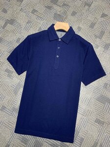 BRUNELLO CUCINELLI(ブルネロ クチネリ) メンズ ポロシャツ 半袖Tシャツ 紳士服 カノコ 綿 無地 春夏 ネイビー XLサイズ　SLIM FIT