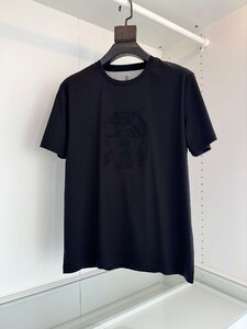BRUNELLO CUCINELLI(ブルネロ クチネリ) メンズ T-シャツ　半袖　丸首　綿　ブラック　2XLサイズ　トップス カットソー　クルーネック