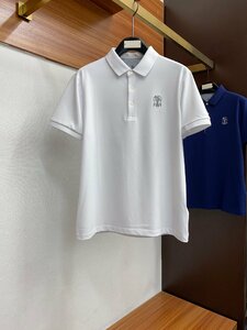 BRUNELLO CUCINELLI(ブルネロ クチネリ)メンズ ポロシャツ 半袖Tシャツ ホワイト 3XL/56サイズ カノコ 綿 刺繍ロゴ 春夏 紳士服