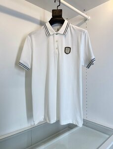 BRUNELLO CUCINELLI(ブルネロ クチネリ) メンズ 半袖ポロシャツ Tシャツ カジュアル 春夏 カノコ 綿 無地 ホワイト 2XLサイズ