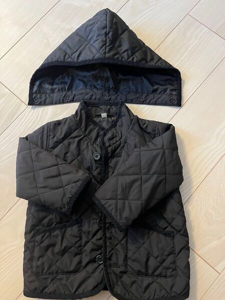 無印良品 キルティング ジャケット フード取り外し可能 黒 サイズ90 アウター 秋 春 幼稚園 保育園