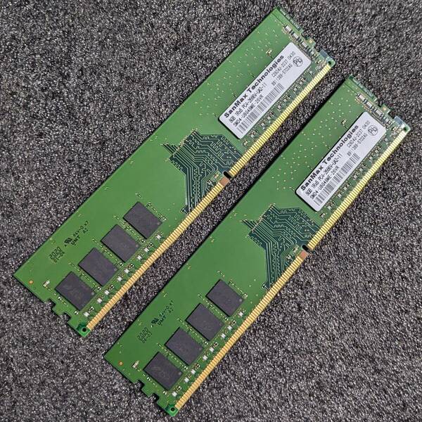 【中古】DDR4メモリ 16GB(8GB2枚組) SanMax(サンマックス) SMD4-U8G48ME-26VR [DDR4-2666 PC4-21300]