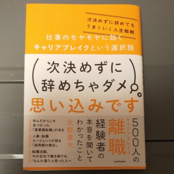 仕事のモヤモヤに効くキャリアブレイクという選択肢　次決めずに辞めてもうまくいく人生戦略 北野貴大／著 転職