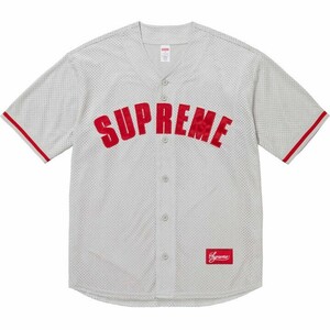 即決！XL Supreme Ultrasuede Mesh Baseball Jersey Grey シュプリーム メッシュベースボール ジャージ シャツ グレー 国内正規品 新品