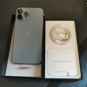 新品未使用品【バッテリー100%】iPhone13promax256gb シエラブルー 新品ガラスフィルム付き AppleCareプラス アップルケア Applecare