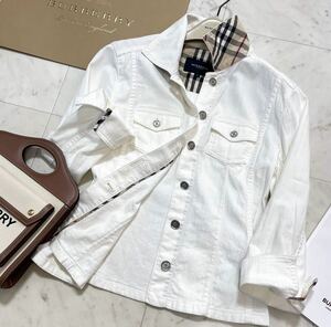 大きいサイズ 超美品 バーバリー BURBERRY バーバリーロンドン デニムジャケット Ｇジャン ノバチェック 羽織り ホワイトデニム 40 L