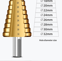 ドリルビット ケース 付き ステップ のこぎり ドリル ピット 4-12mm 4-20mm 4-32mm 6個セット 金属 コア 穴オープナー 工具 ツールキット_画像9