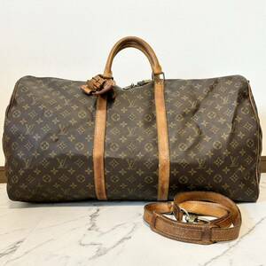 美品 LOUIS VUITTON ルイヴィトン キーポルバンドリエール60 ブラウン モノグラム ボストンバッグ M41412 VI1910 メンズ レディース