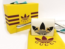 【中古】GUCCI adidas コラボ ショルダーウォレット ホースビット レザー ホワイト 702248_画像10