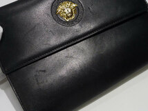 【中古】VERSACE 三つ折り財布財布 メデューサ レザー ブラック ゴールド金具_画像9