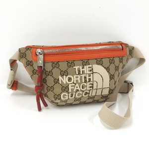 【中古】GUCCI THE NORTH FACE ウエストバッグ コラボ GGキャンバス ベージュ 650299