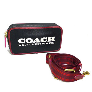 【中古】COACH キラ カメラバッグ カーラーブロック ショルダーバッグ レザー ブラック ホワイト レッド H2277