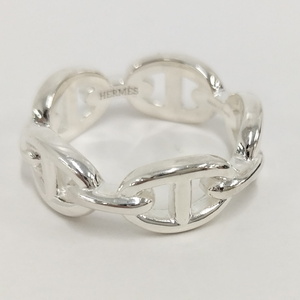 [ б/у ]HERMESshe-n Dunk ru Anne shenePM кольцо Logo SV925 серебряный надпись 57 примерно 16.