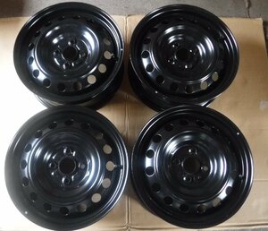 【K386】鉄ホイール4本 J15×6J DOT 4穴 PCD100.0 アクア トヨタ純正 新車外し ◆◆個人宅配送不可◆◆