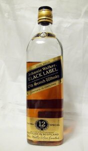 未開栓/古酒/容量減 JOHNNIE WALKER BLACK LABEL AGED 12YEARS OLD 黒金キャップ 容器750ml ジョニーウォーカーブラックラベル12年 43度