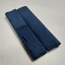 【時代布】 木綿 藍染め 無地 2枚 合計約380cm 生地 古布 古裂 アンティーク リメイク素材 A-924_画像10