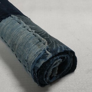 【時代布】襤褸 型染め 木綿 藍染め 唐草 約154cm BORO 継ぎ接ぎ 生地 古布 古裂 アンティーク リメイク素材 A-926