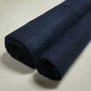 【時代布】藍染め 木綿 無地 合計約420cm 生地 古布 古裂 アンティーク リメイク素材 A-927