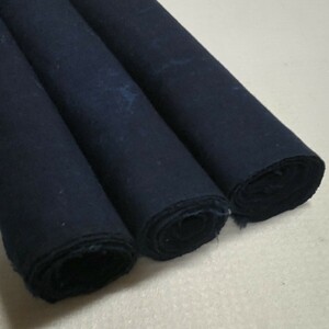 【時代布】藍染め 木綿 無地 3枚 合計約590cm 生地 古布 古裂 アンティーク リメイク素材 A-974
