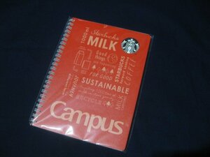 未使用★スターバックス(STARBUCKS)ホリデー2020キャンパスリングノート　レッド