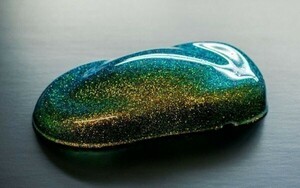 DIY MASTER ガラスラメフレーク (偏光) ゴールドxスカイブルー 0.4mm 500g　(検 ネイル ウレタン 塗装 マジョーラ