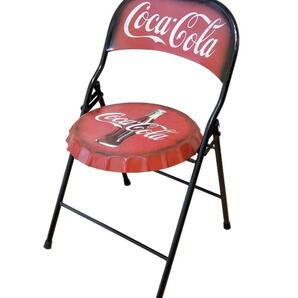希少 レトロ コカコーラ COCA-COLA ボトルキャップ 王冠 折りたたみ チェアー 椅子 アメリカン雑貨 インテリア アンティーク