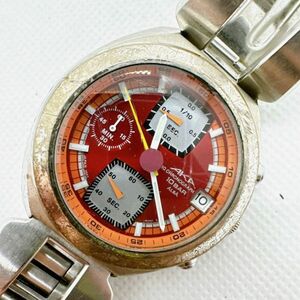 A2405-1-10 １円スタート クオーツ　稼働品　良品　SEIKO　ALBA　AKA　アルバ　アカ　クロノグラフ　シルバー　赤文字盤