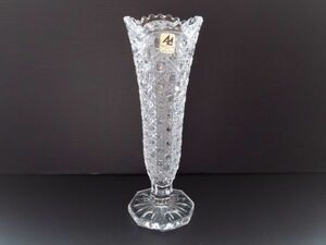 【 未使用品 】石塚硝子　アデリア　クリスタル カット　ADERIA CRYSTAL JAPAN ★ 花瓶　高さ22 × 口径6 cm　