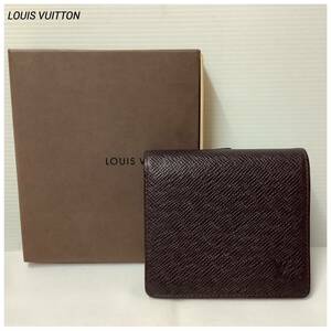 ☆新同☆ LOUIS VUITTON ルイヴィトン タイガ ポルトピエ 3カルト クレディ 二つ折り財布 ブラウン系 M30458