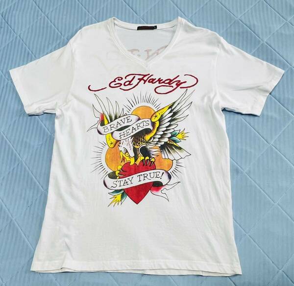 ★Ed Hardy★ エドハーディー　Tシャツ　L　Vネック　美品　鷹　タトゥー