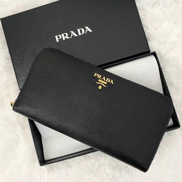 ★極美品★PRADA プラダ サフィアーノレザー ラウンドファスナー 長財布 ジップアラウンド 