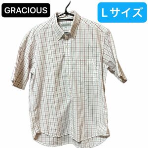 GRACIOUS 半袖シャツ メンズ Lサイズ ボタンダウンシャツ