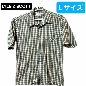 【今週のSALE】LYLE & SCOTT 半袖シャツ メンズ Lサイズ グリーン系チェック柄　日本製
