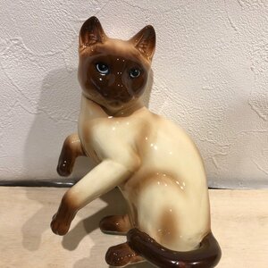 シャム猫　デッドストック　加藤工芸　ネコ　犬　瀬戸焼　焼物　陶器　雑貨　置物　昭和レトロ　ビンテージ　管理001・10